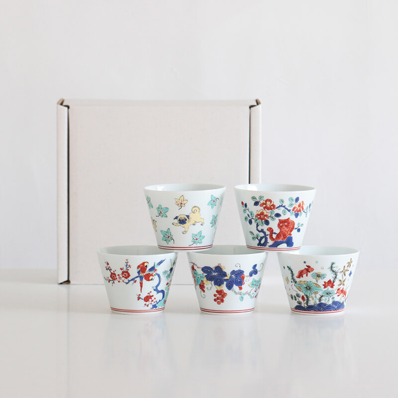 BARBAR 色絵そばちょこ5柄ギフトセットの写真