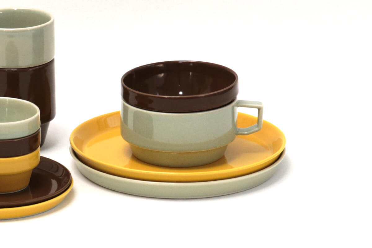 HASAMI SEASON01 グロックマグスープ&ボウルミニ&プレートのスタッキング画像